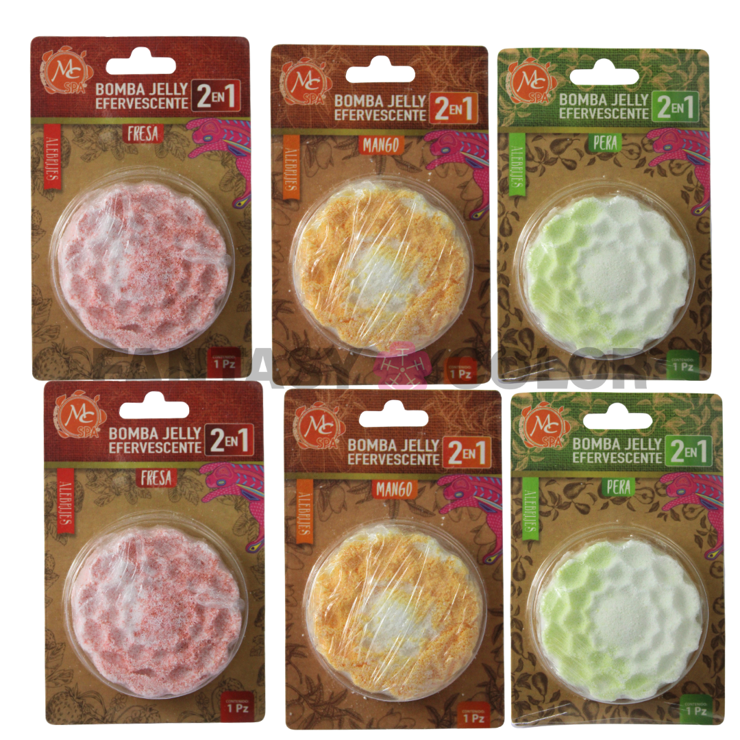 SET DE 6 BOMBA JELLY EFERVECENTE MC SPA - 3 AROMAS DIFERENTES