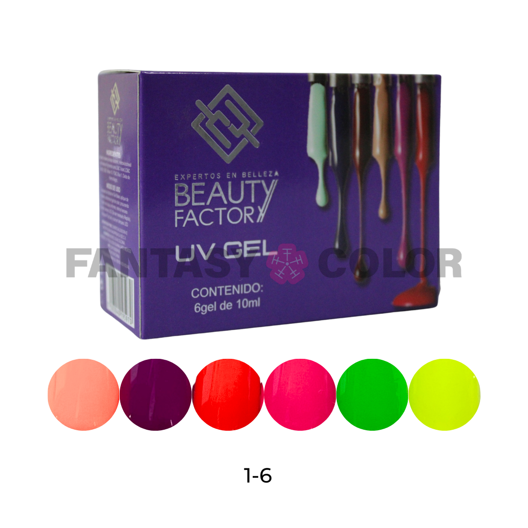 COLECCIÓN 6 GELES SEMIPERMANENTES BEAUTY FACTORY 1-6