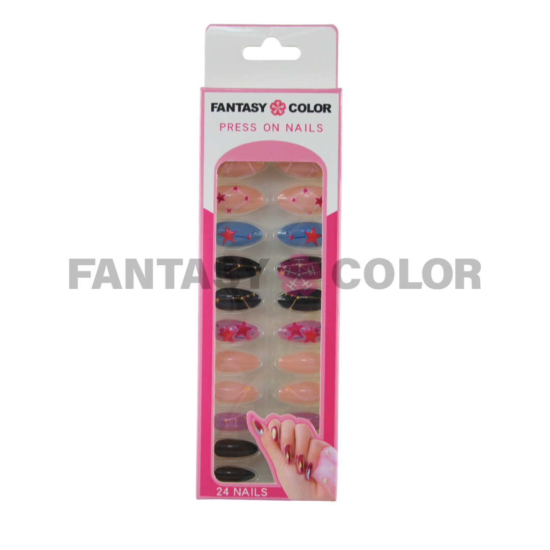 TIPS DECORADOS PRESS ON FANTASY COLOR - PUNTA ALMENDRA