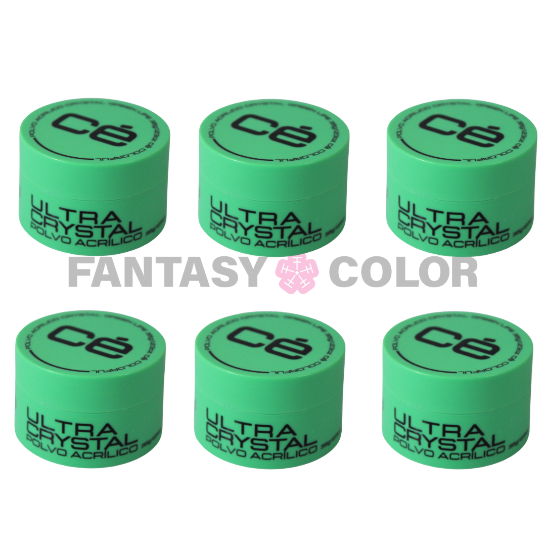 SET DE 6 POLVO ACRILICO ULTRA CRISTAL 21 GR CÉ COLROFUL MC NAILS