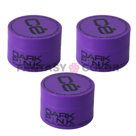 SET DE 3 POLVO ACRILICO DARK PINK 35 GR CÉ COLROFUL MC NAILS