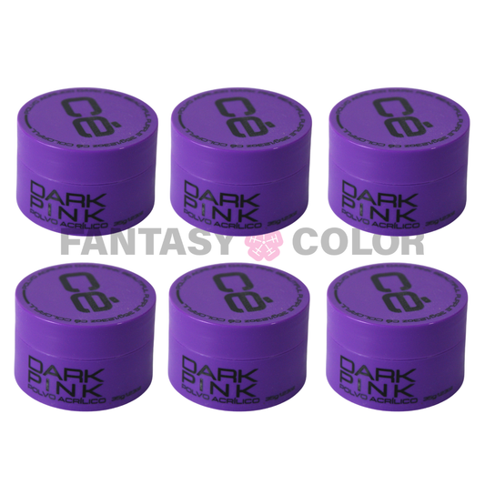 SET DE 6 POLVO ACRILICO DARK PINK 35 GR CÉ COLROFUL MC NAILS