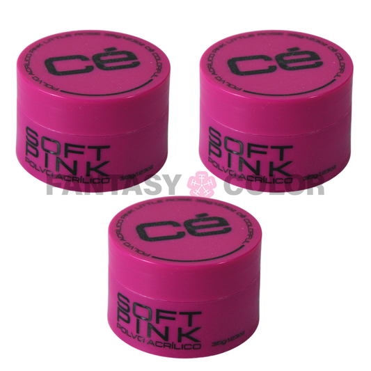 SET DE 3 POLVO ACRILICO SOFT PINK 35 GR CÉ COLROFUL MC NAILS