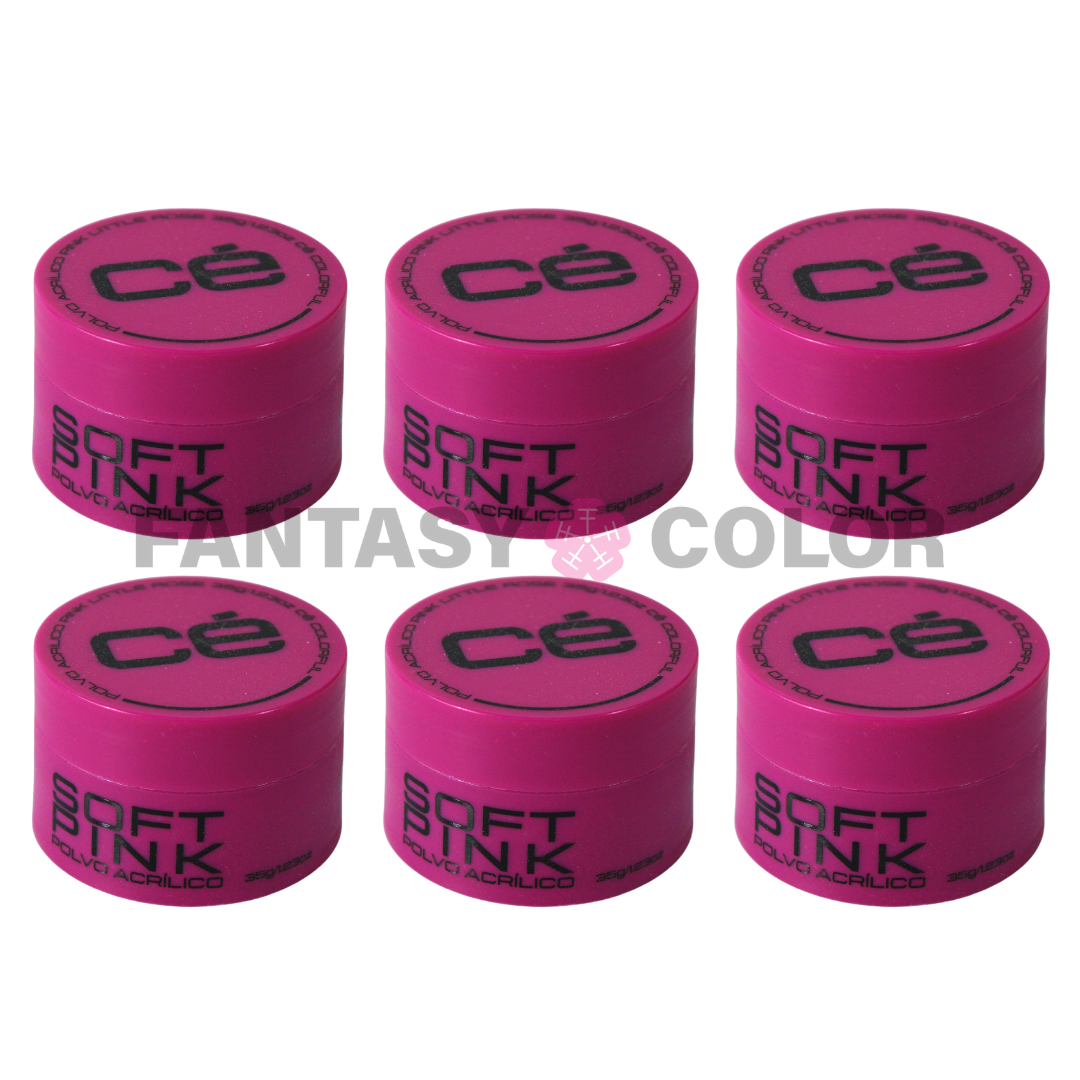SET DE 6 POLVO ACRILICO SOFT PINK 35 GR CÉ COLROFUL MC NAILS
