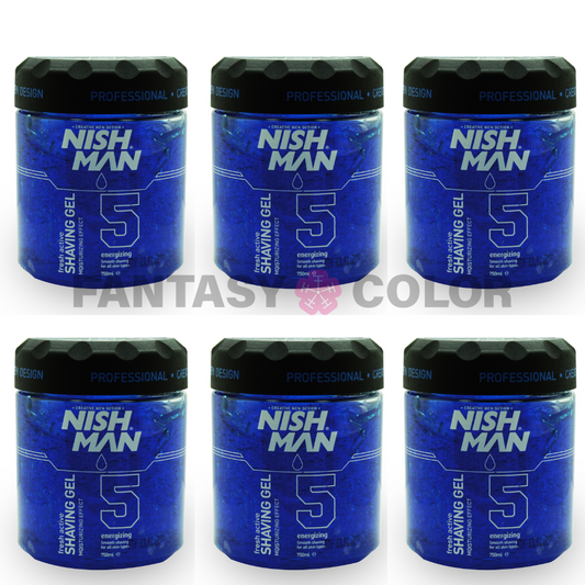 SET DE 6 SHAVING GEL AZUL NISHMAN 750 ML