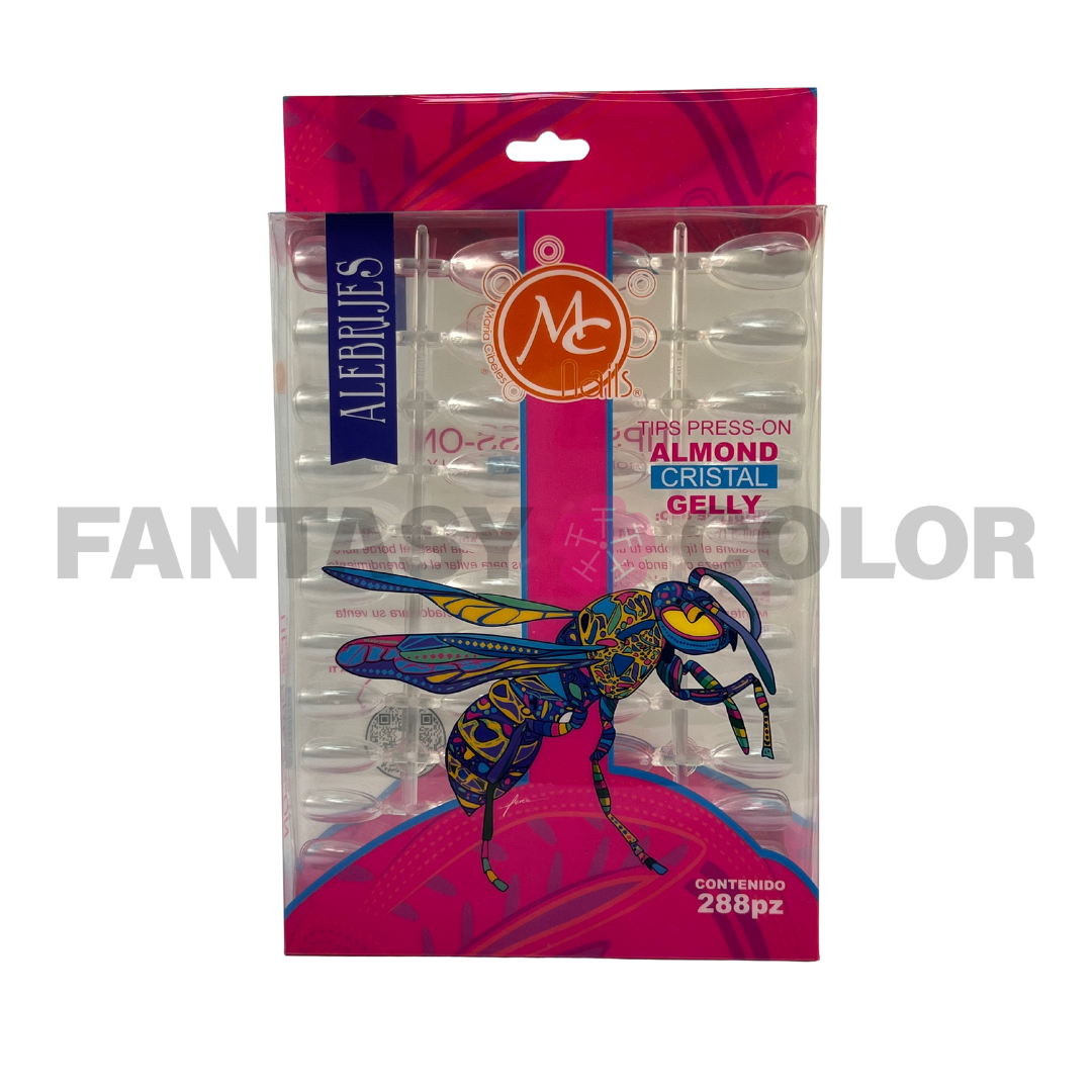TIPS PRESS ON ALMOND CRISTAL GELLY 288 PZ