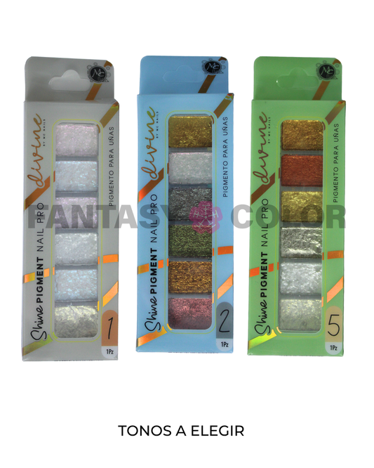 SET DE 3 EFECTO SHINE PIGMENT DIVINE MC NAILS