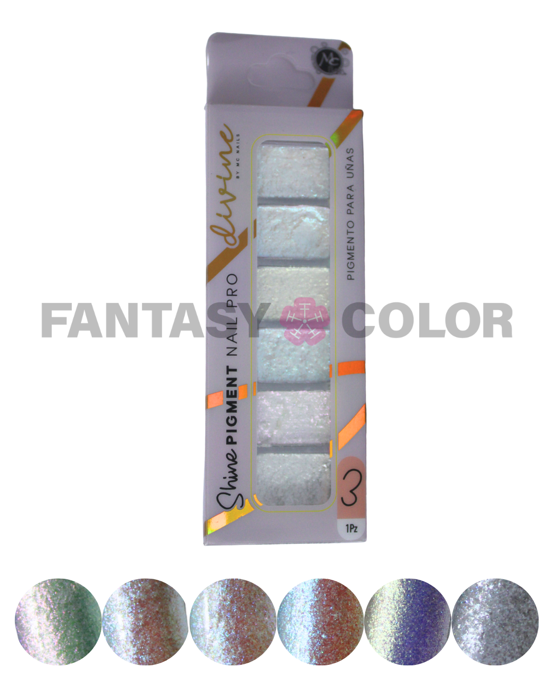 SET DE 6 EFECTO SHINE PIGMENT DIVINE MC NAILS