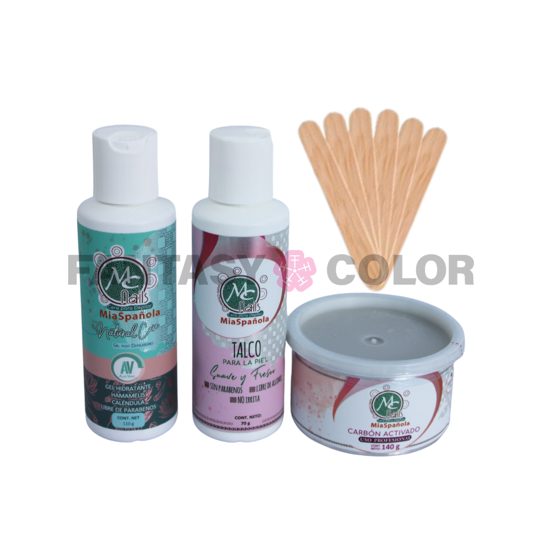 KIT DE CERA PARA DEPILAR CARBÓN ACTIVADO CHICO