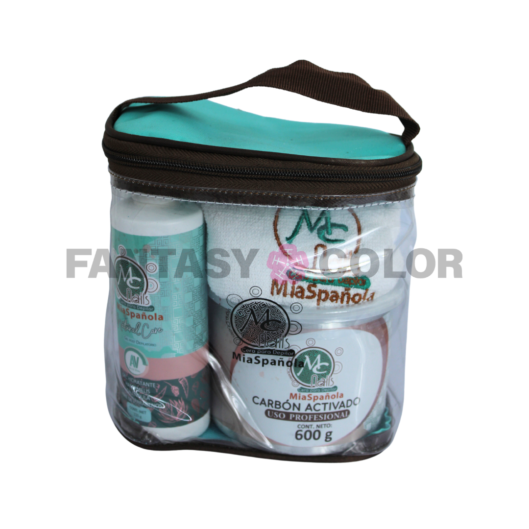 KIT DE CERA MIA ESPAÑOLA PARA DEPILAR CARBON ACTIVADO GRANDE