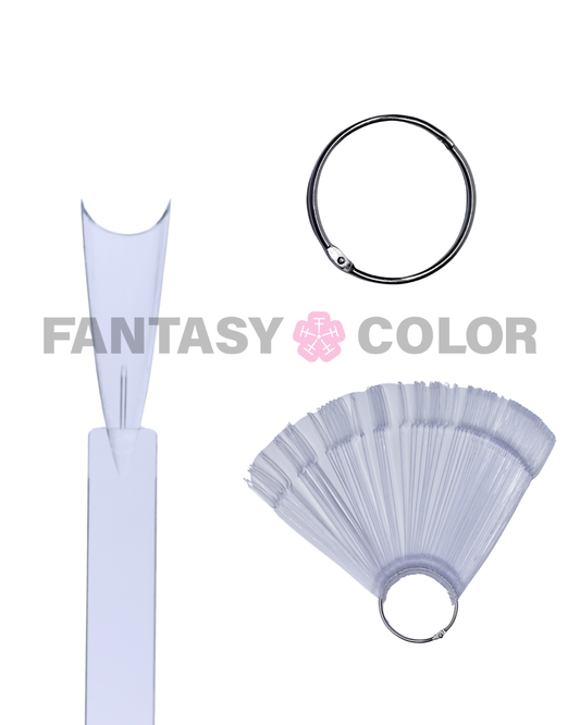 MUESTRARIO 50 PZ TRANSPARENTE PUNTA ARQUEADA FANTASY COLOR