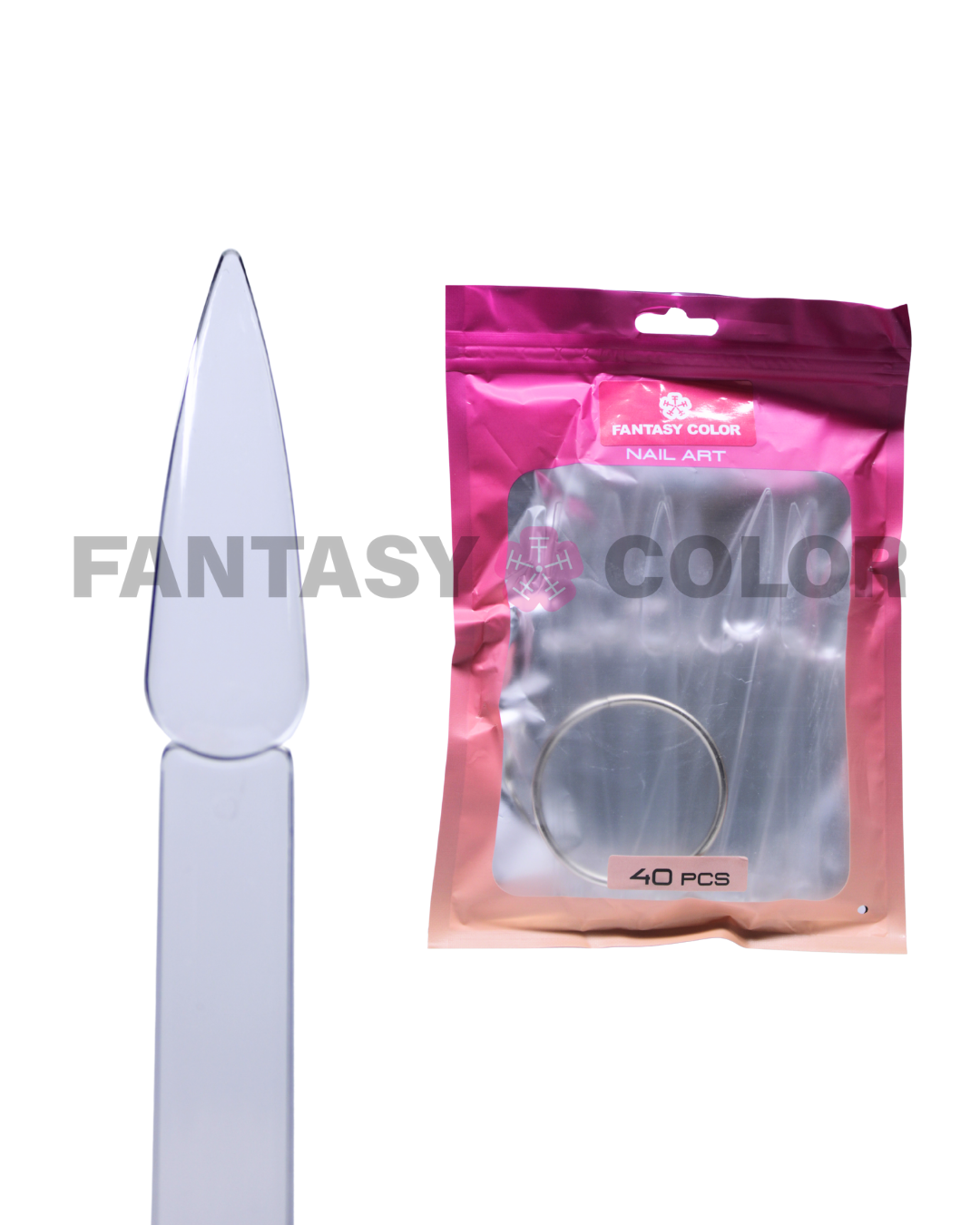 MUESTRARIO 40 PZ TRANSPARENTE PUNTA DE LANZA FANTASY COLOR