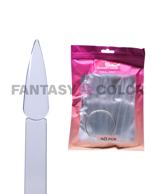MUESTRARIO 40 PZ TRANSPARENTE PUNTA DE LANZA FANTASY COLOR