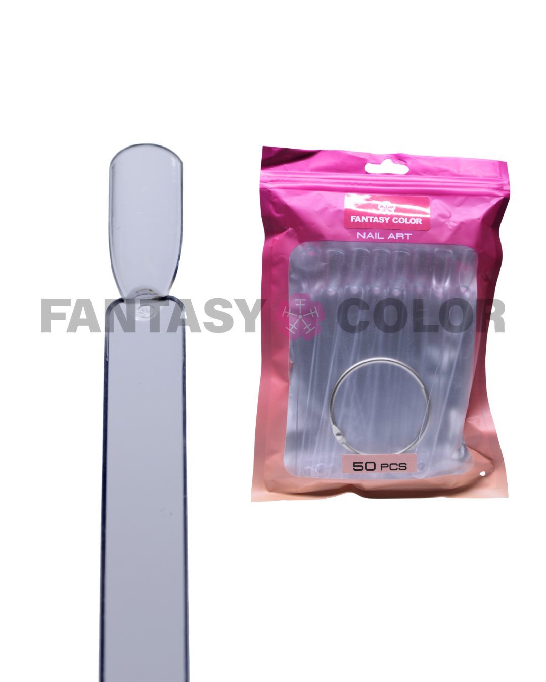 MUESTRARIO 50 PZ TRANSPARENTE PUNTA EN ARCO FANTASY COLOR