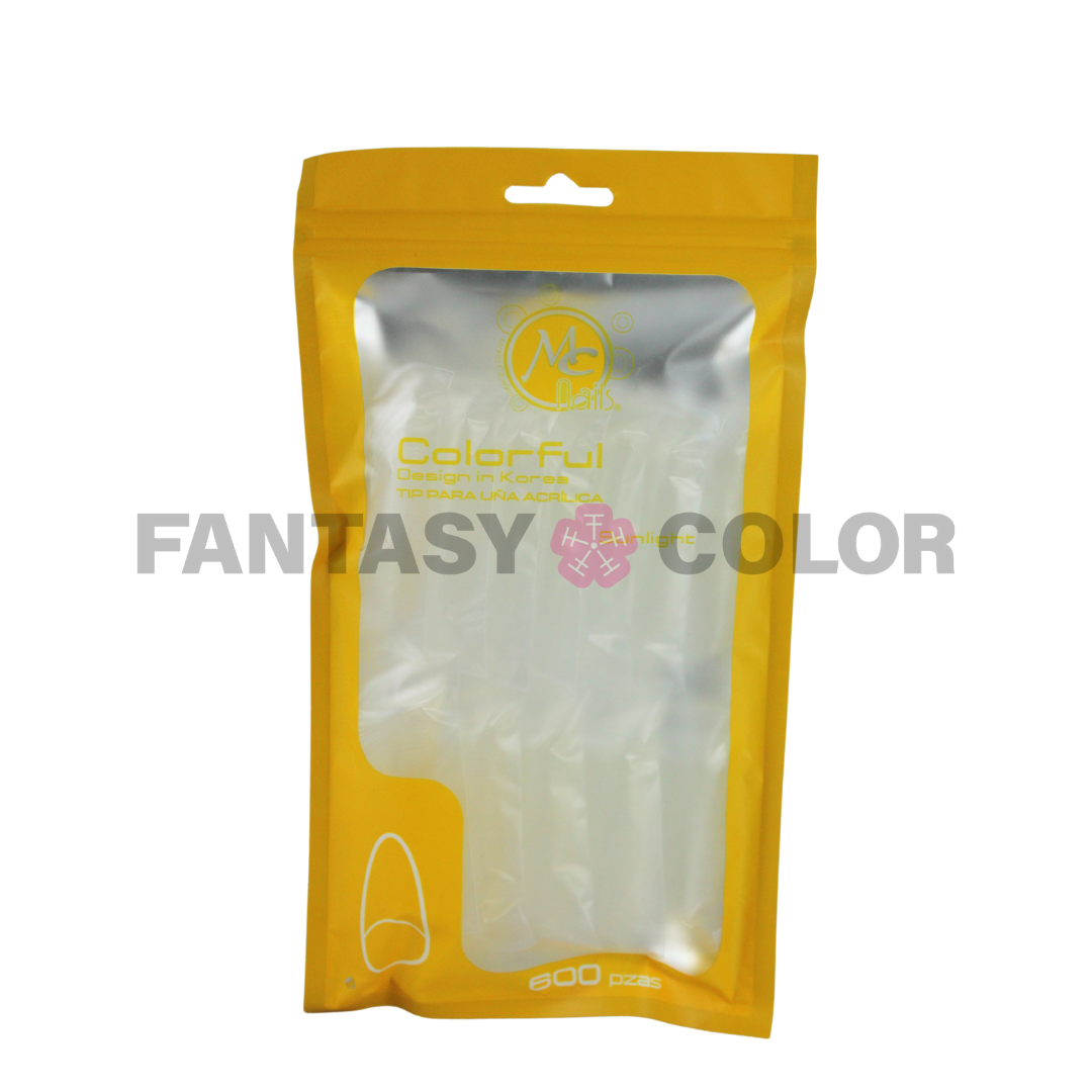 COLORFUL TIPS PARA UÑA ACRLICA 600 PZ MC NAILS- VARIOS ESTILOS