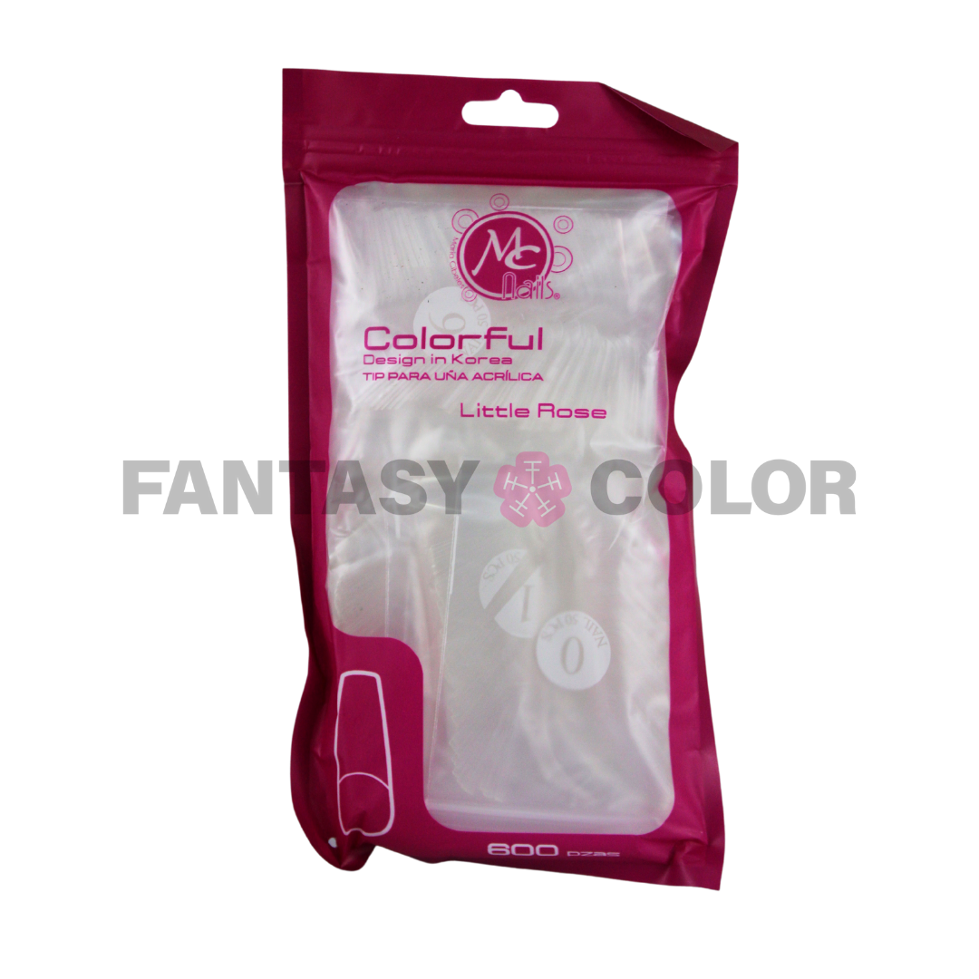 COLORFUL TIPS PARA UÑA ACRLICA 600 PZ MC NAILS- VARIOS ESTILOS