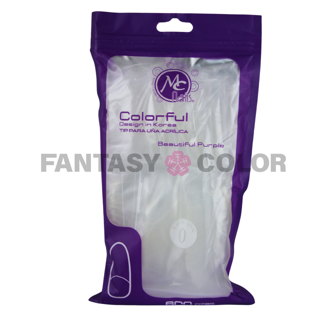 COLORFUL TIPS PARA UÑA ACRLICA 600 PZ MC NAILS- VARIOS ESTILOS