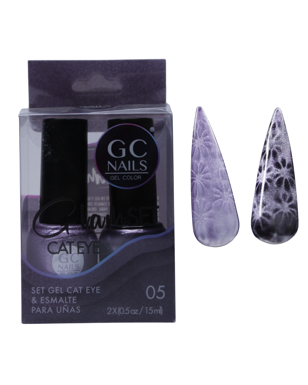 SET GEL CAT EYE Y ESMALTE GC NAILS - 16 VARIANTES