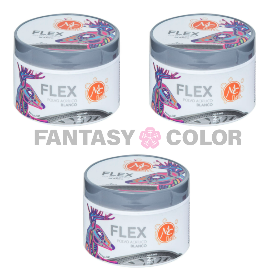 SET DE 3 POLVO ACRILICO BLANCO 2 OZ MC NAILS