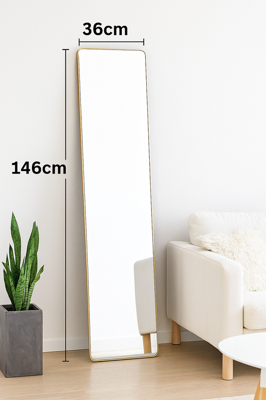 ESPEJO CUERPO COMPLETO DORADO/BLANCO KM004 36X146 CM