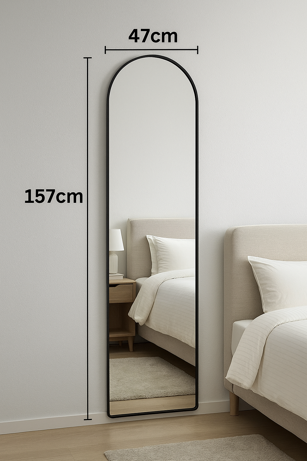 ESPEJO CUERPO COMPLETO BLANCO KM001/ NEGRO KM002 47X157 CM