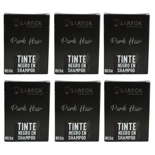 Set de 6 cajas tinte en shampoo negro BAREGK