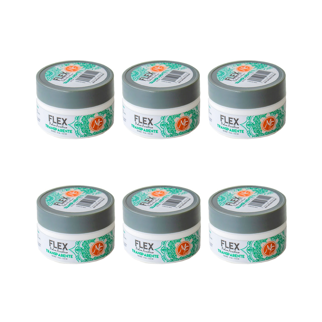 SET DE 6 POLVOS ACRILICOS TRANSPARENTES 1/2 OZ MC NAILS