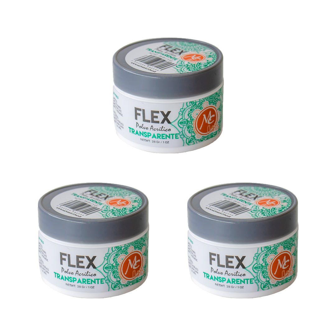 SET DE 3 POLVOS ACRILICOS TRANSPARENTES 1 OZ MC NAILS