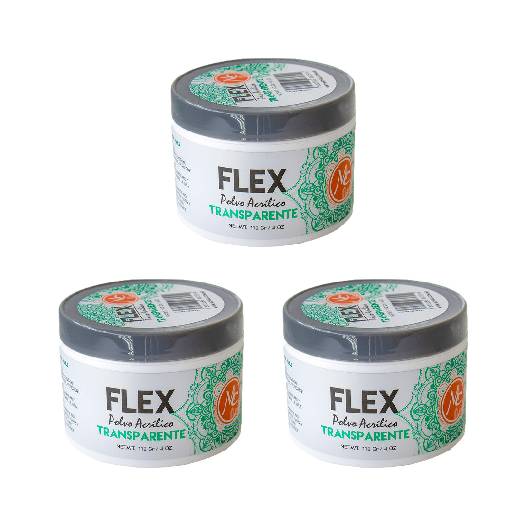SET DE 3 POLVOS ACRILICOS TRANSPARENTES 4 OZ MC NAILS