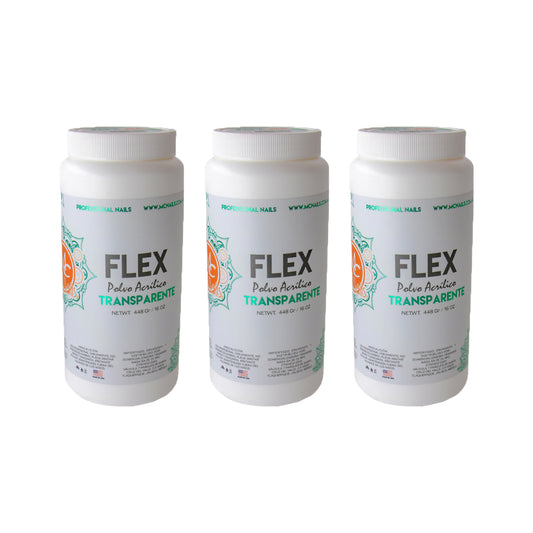SET DE 3 POLVOS ACRILICOS TRANSPARENTES 16 OZ MC NAILS