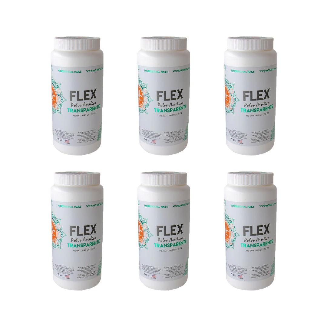 SET DE 6 POLVOS ACRILICOS TRANSPARENTES 16 OZ MC NAILS