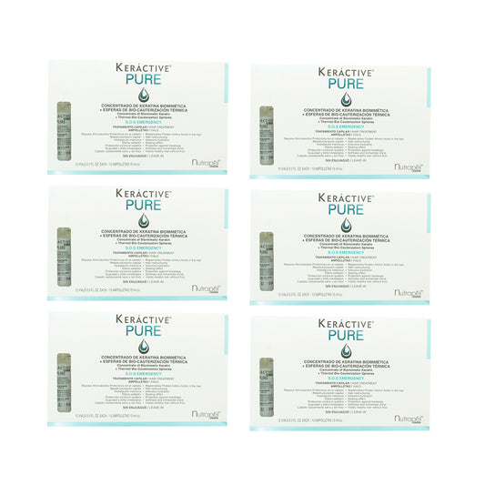 SET DE 6 KERACTIVE PURE 12 AMPOLLETAS NUTRAPEL 15 ML C/U