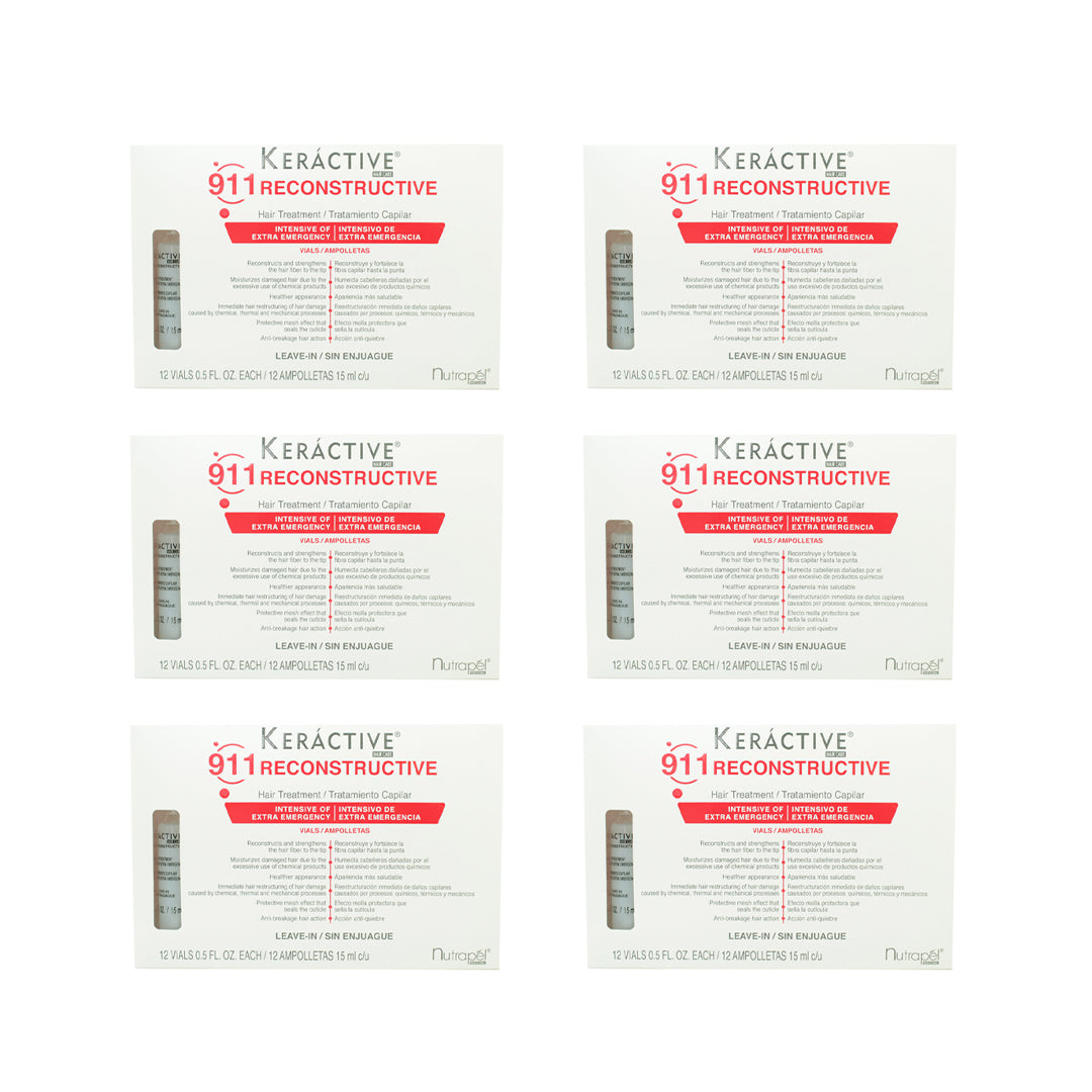 SET DE 6 KERACTIVE 911 RECONSTRUCTIVE AMPOLLETAS NUTRAPEL 15 ML C/12 PIEZAS