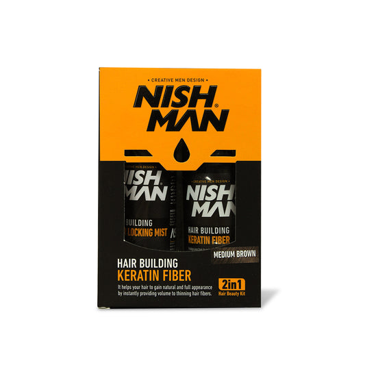 HAIR BUILDING KERATIN FIBER NISHMAN MEDIUM BROWN