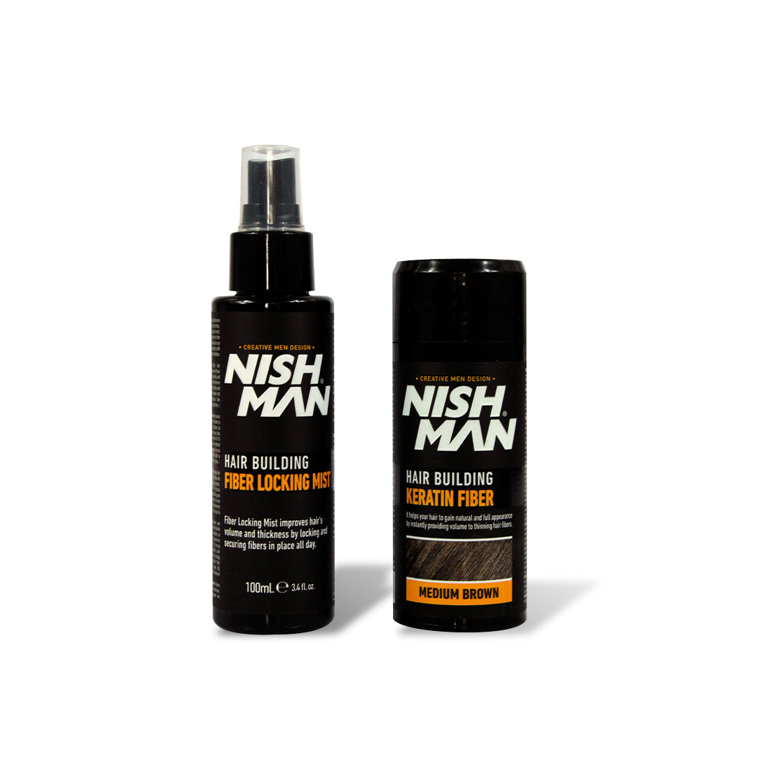 HAIR BUILDING KERATIN FIBER NISHMAN MEDIUM BROWN