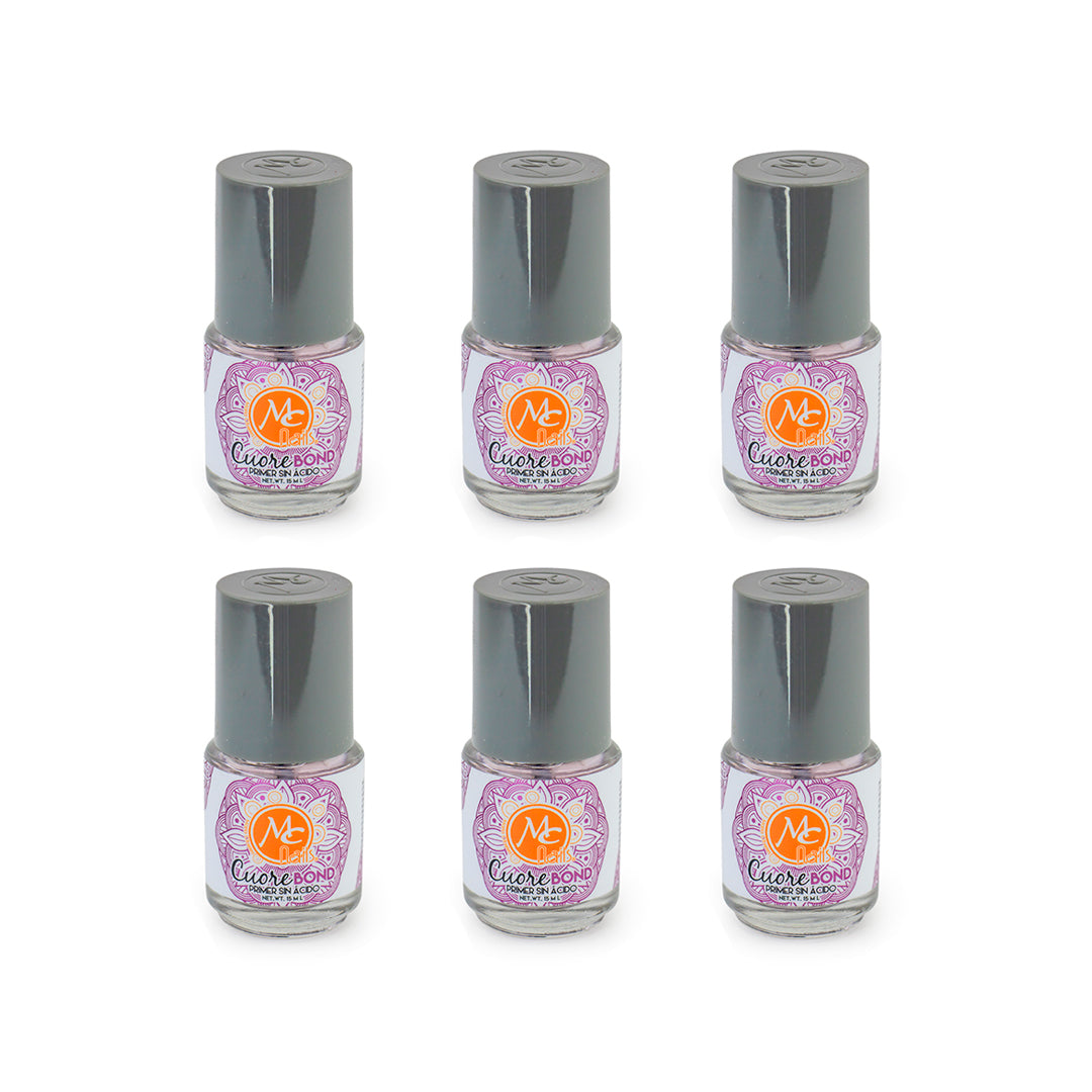SET DE 6 CUORE BOND- PRIMER SIN ÁCIDO MC NAILS