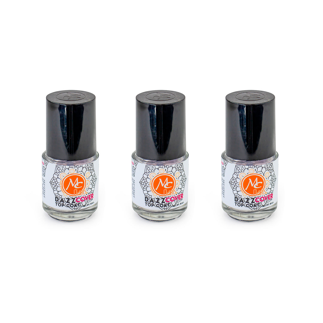 SET DE 3 DAZZ COVER TOP COAT MC NAILS