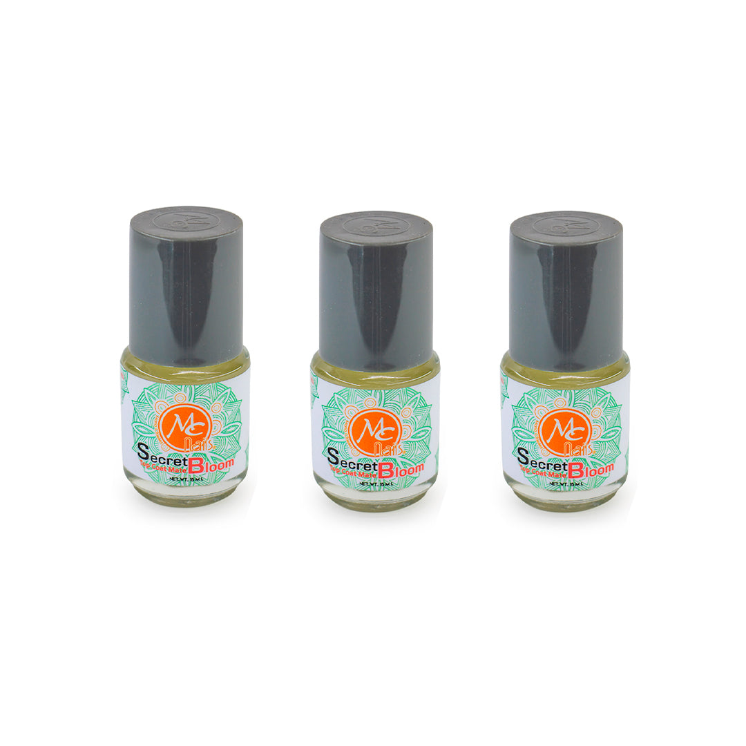 SET DE 3 SECRET BLOOM - TOP COAT MATE MC NAILS