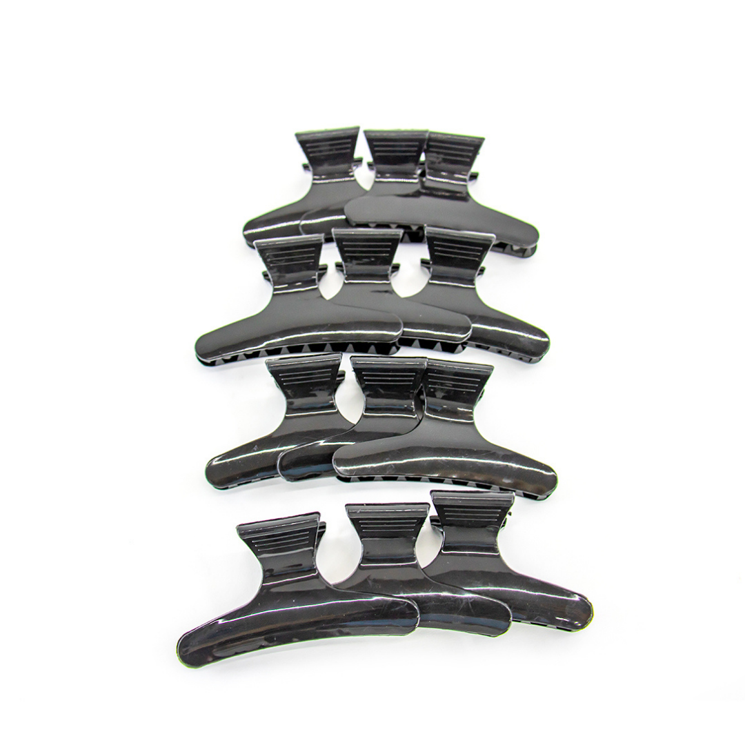 PAQUETE DE PINZA MARIPOSA NEGRA 12 PZ