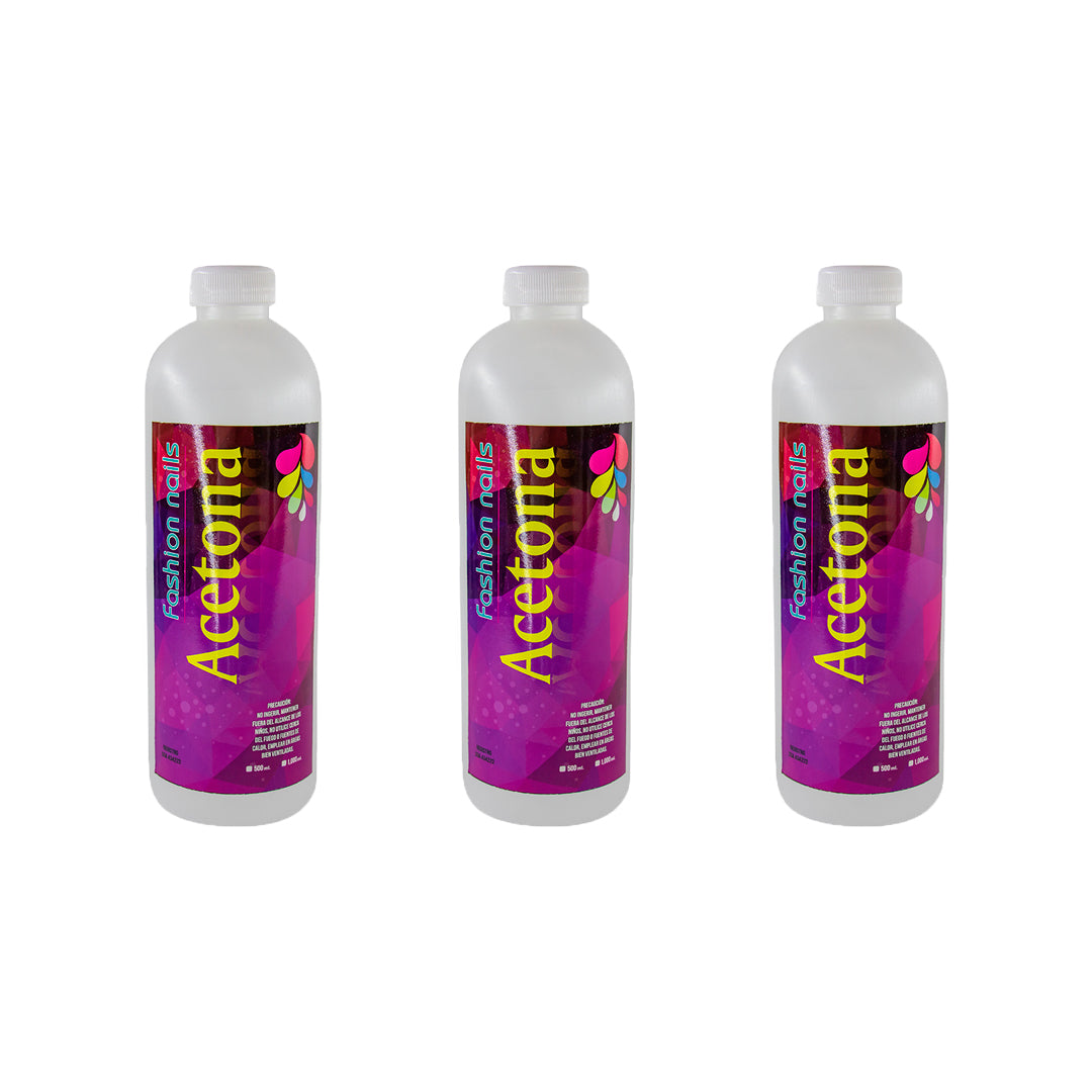 SET DE 3 ACETONAS PURA 500 ML
