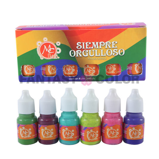 PINTURA ACRILICA - SIEMPRE ORGULLOSO 6 PIEZAS MC NAILS
