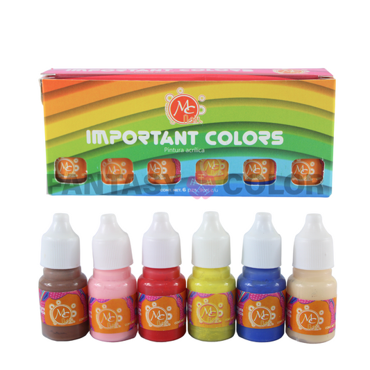 PINTURA ACRILICA - IMPORTANT COLORS 6 PIEZAS MC NAILS