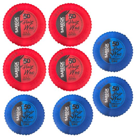 KIT 8 CERAS PARA CABELLO BAREGK 5D ROJO/AZUL