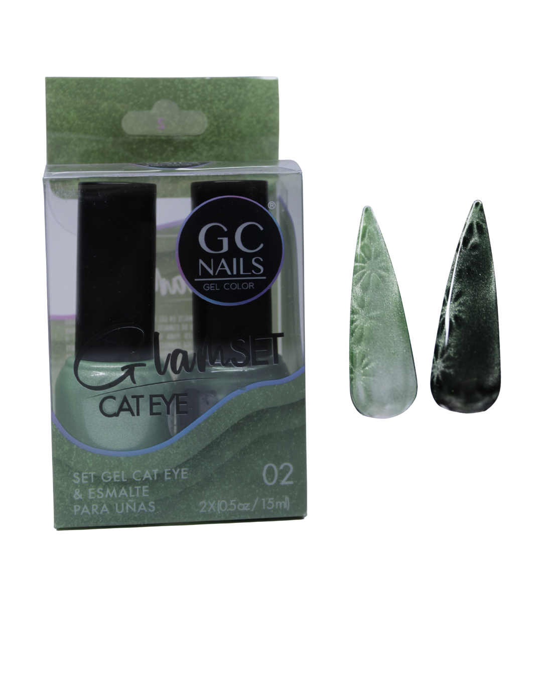 SET GEL CAT EYE Y ESMALTE GC NAILS - 16 VARIANTES