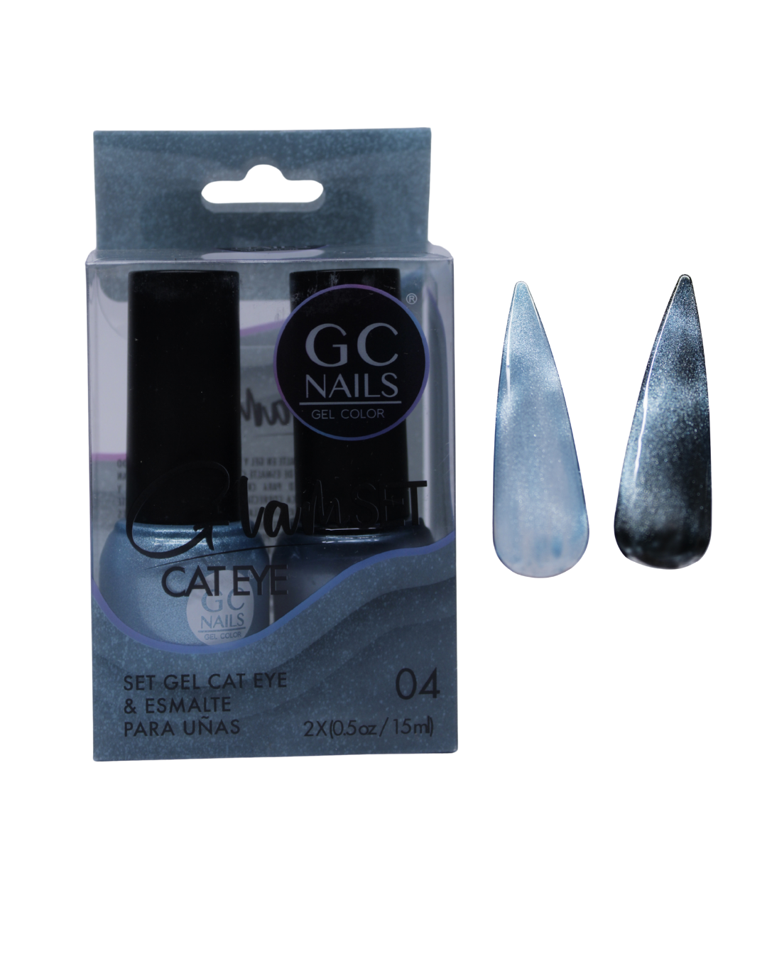 SET GEL CAT EYE Y ESMALTE GC NAILS - 16 VARIANTES