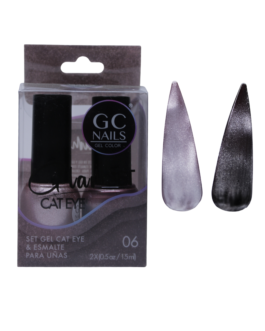 SET GEL CAT EYE Y ESMALTE GC NAILS - 16 VARIANTES