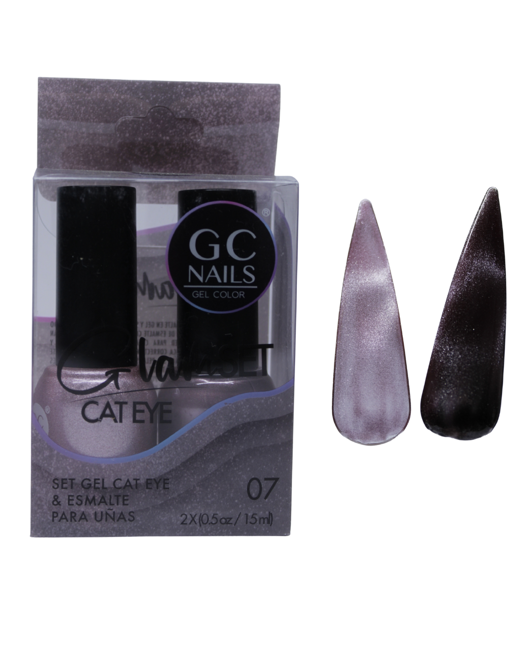 SET GEL CAT EYE Y ESMALTE GC NAILS - 16 VARIANTES