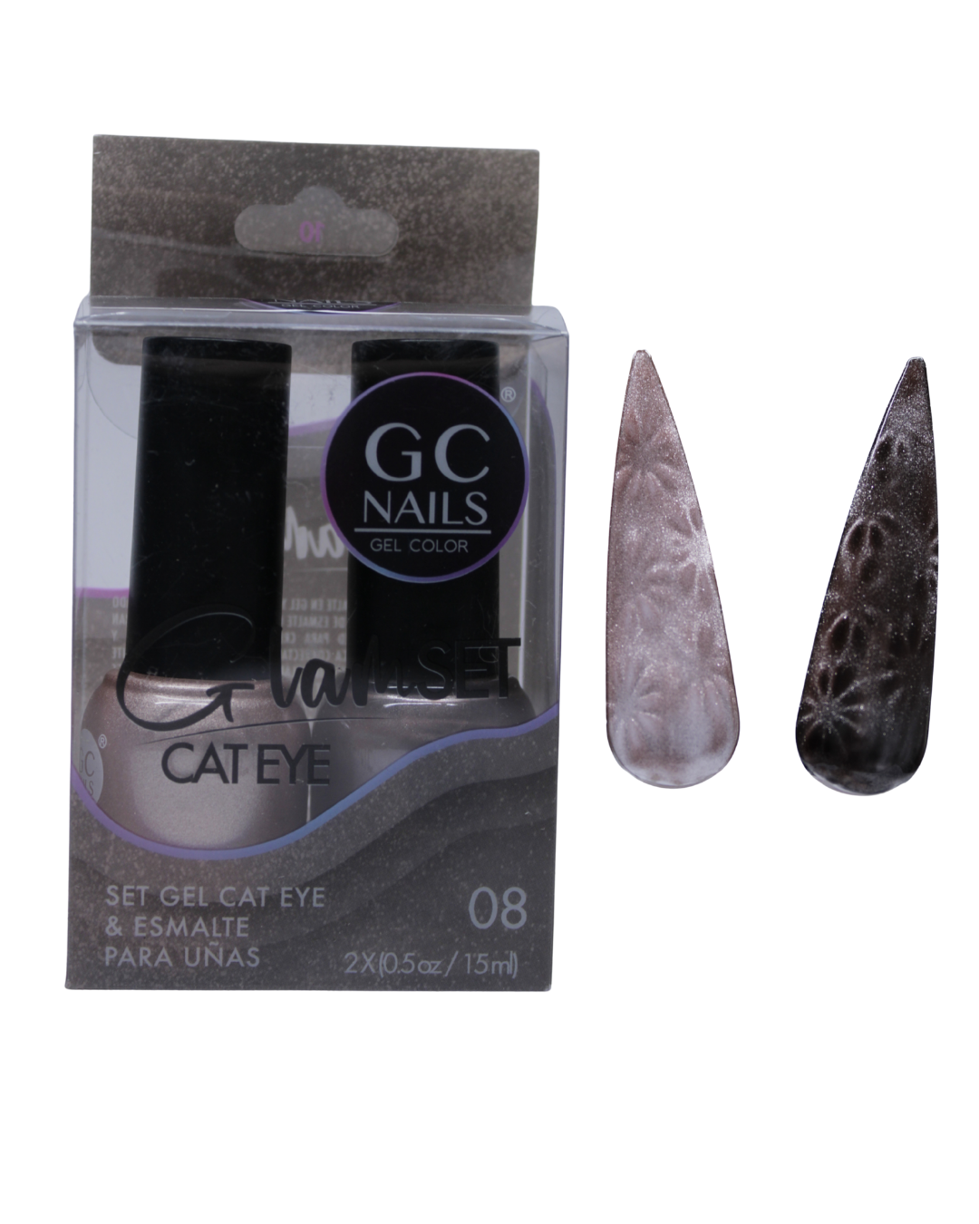 SET GEL CAT EYE Y ESMALTE GC NAILS - 16 VARIANTES
