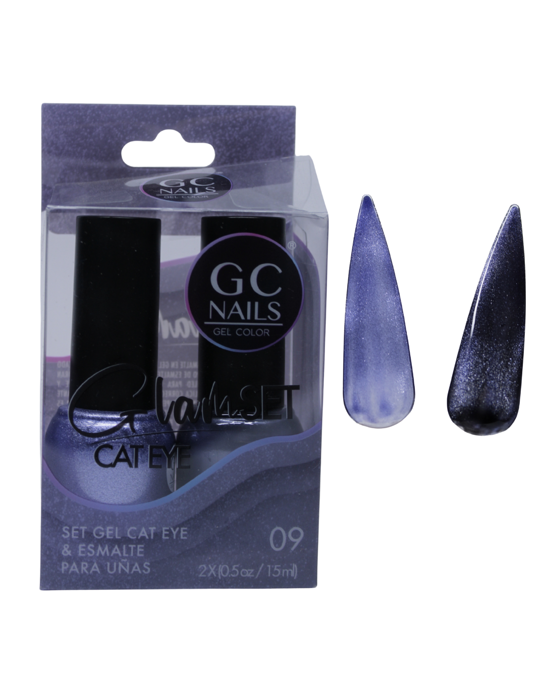 SET GEL CAT EYE Y ESMALTE GC NAILS - 16 VARIANTES