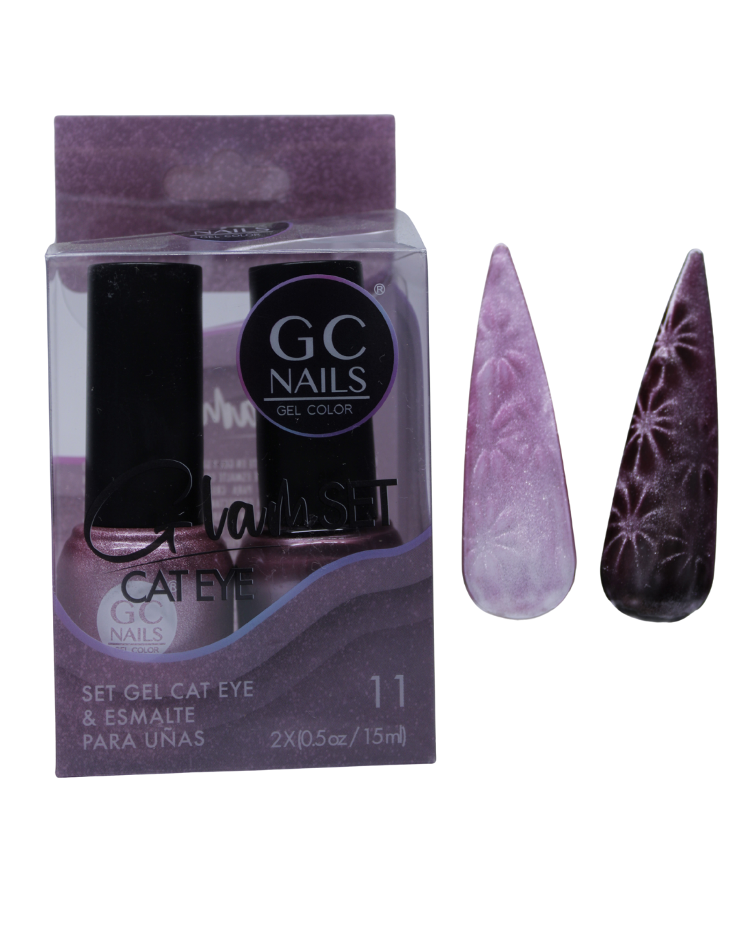 SET GEL CAT EYE Y ESMALTE GC NAILS - 16 VARIANTES